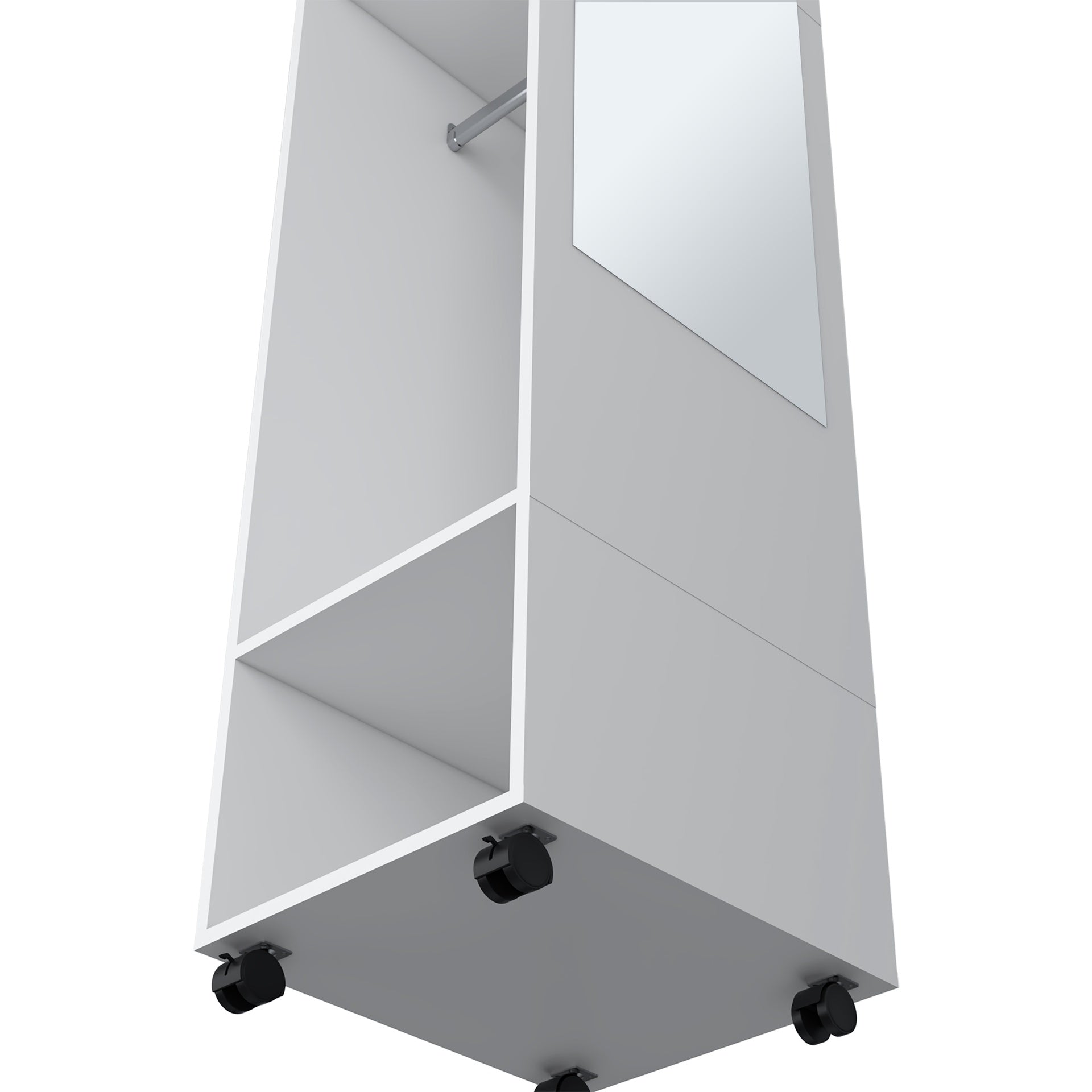 Benson Wardrobe in melamine with mirror and open storage