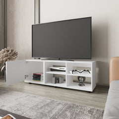 FM FURNITURE Parker TV Stand with a Door and Open Storage, White