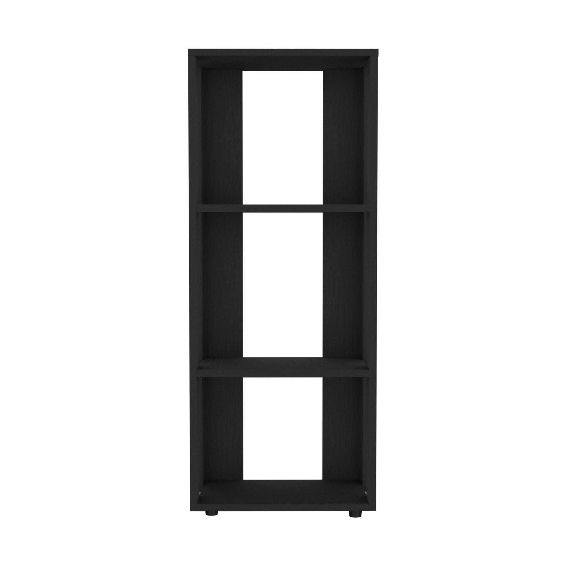 FM FURNITURE Modoc Bookcase in Melamine with Open Storage, Black
