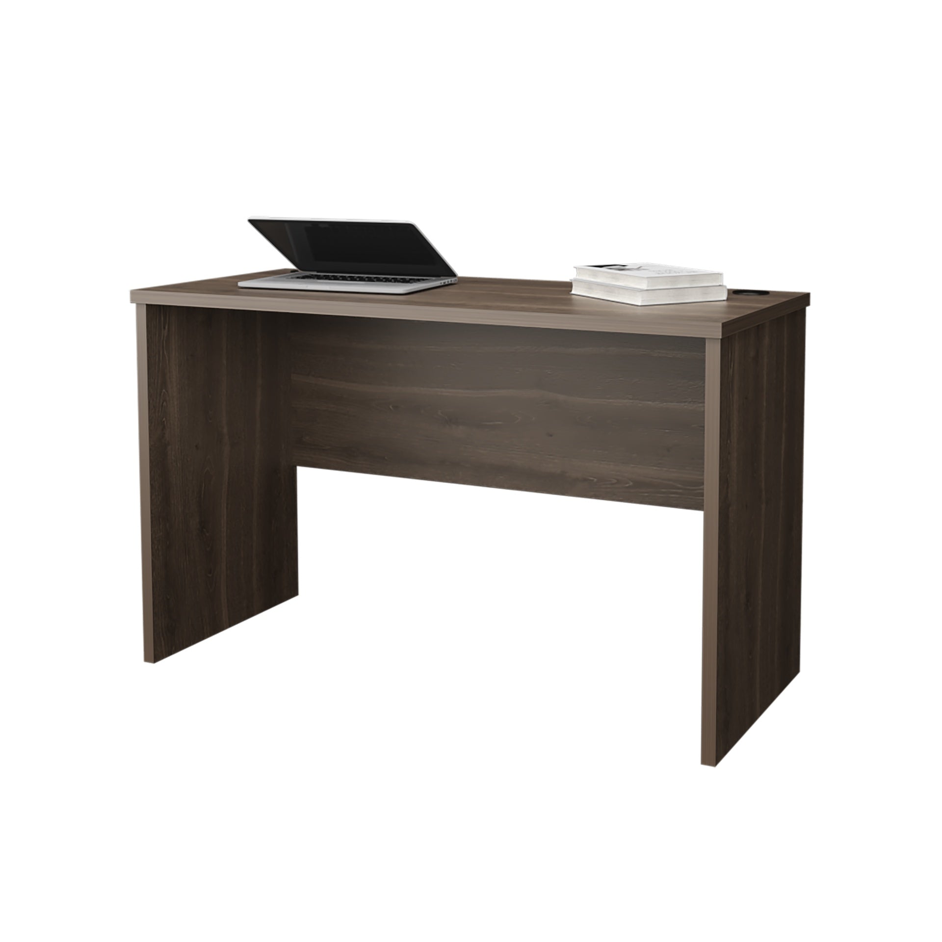 FM FURNITURE Rough Rock Minimalist Home Office Work Desk with Cable Management . Dark Walnut