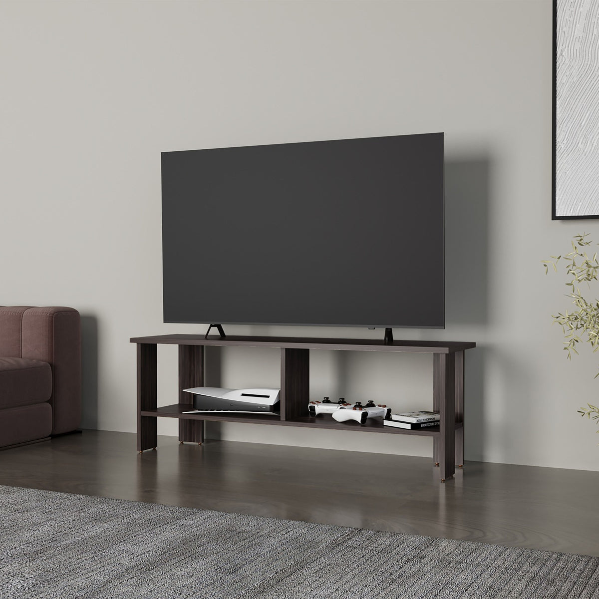 Cope TV Stand with Open Storage, TV Capacity 65", Stained Walnut
