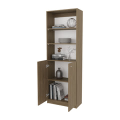 Beyerville Bookcase with Open Storage and 2 Doors, Natural Oak and White