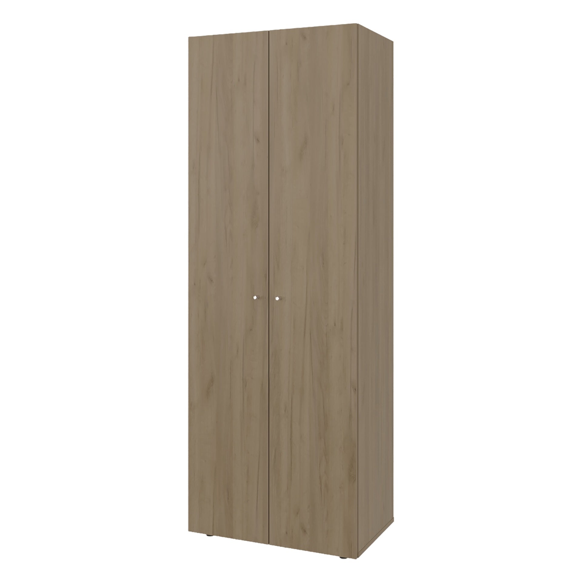 FM FURNITURE World 2-Door Tall Wardrobe Cabinet, 4 Shelves, Vertical Storage, 66.9 inchH 鈥 Bedroom, Natural Oak
