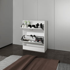Ozzy Shoe Cabinet, 2 Tilt-Out Doors, Slim Design, Internal Supports, Modern Style, White