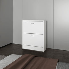 Ozzy Shoe Cabinet, 2 Tilt-Out Doors, Slim Design, Internal Supports, Modern Style, White