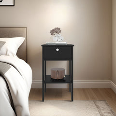 Shongopovi One Drawer Nightstand with Open Shelf, Compact Design, Modern Style, Bedroom Use, Wenge