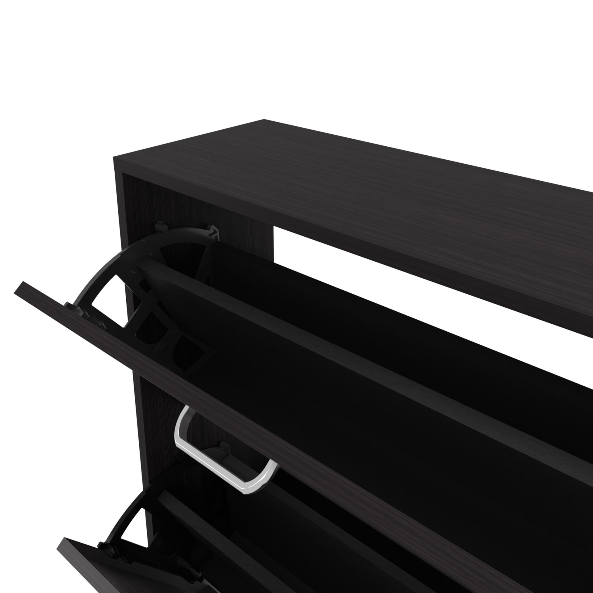 PIECES Shoe Rack, 3 Flip-Down Compartments, Slim Vertical Design,Organizer,Wenge