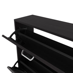 PIECES Shoe Rack, 3 Flip-Down Compartments, Slim Vertical Design,Organizer,Wenge
