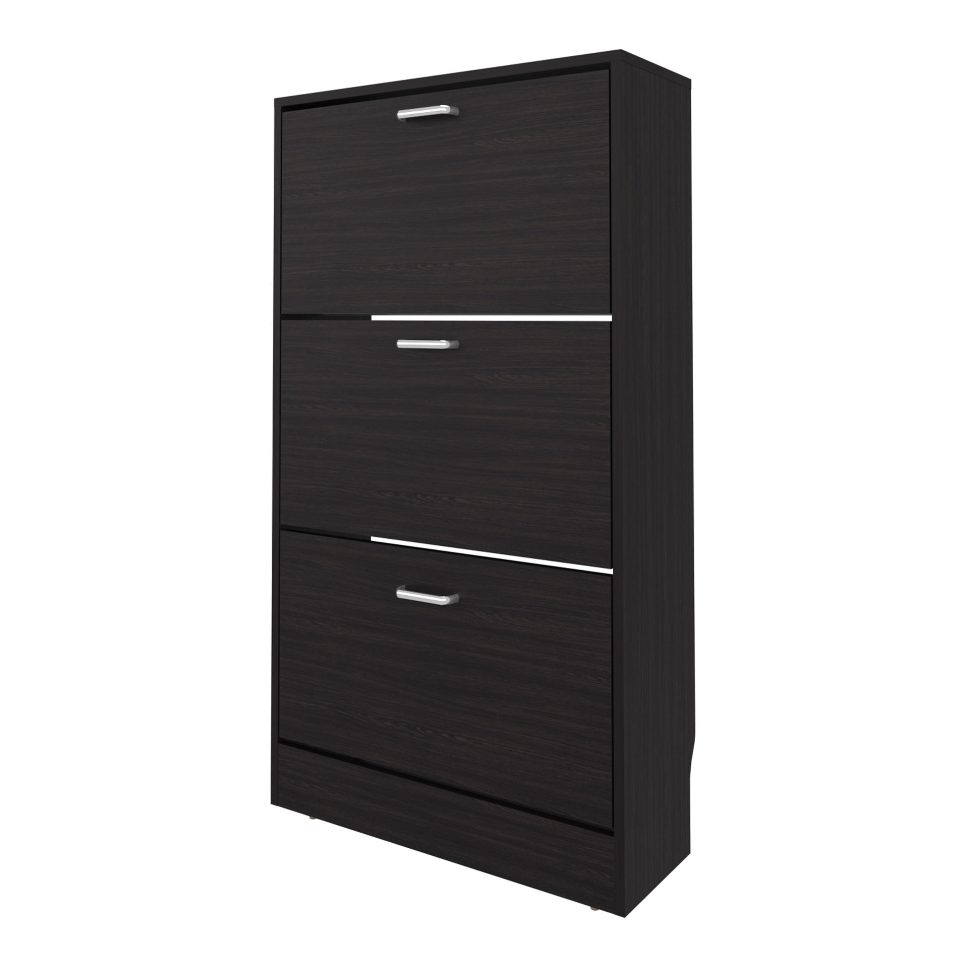 PIECES Shoe Rack, 3 Flip-Down Compartments, Slim Vertical Design,Organizer,Wenge