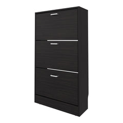 PIECES Shoe Rack, 3 Flip-Down Compartments, Slim Vertical Design,Organizer,Wenge
