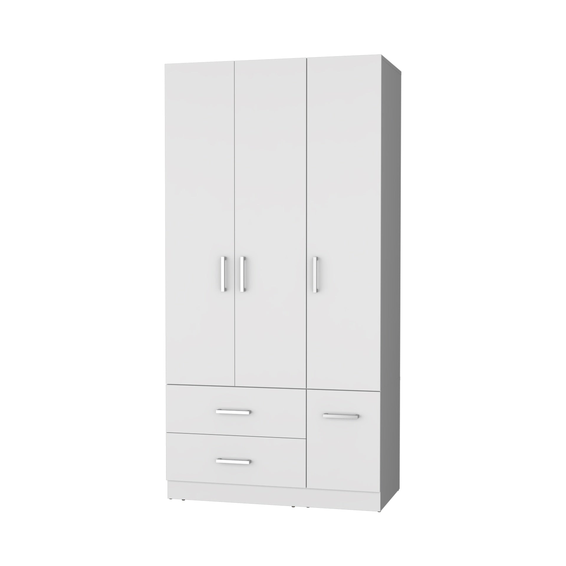 Douglas Armoire in melamine, two drawers, hanging rod and 4 doors.