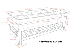 Cosmopolitan - Storage Ottoman Bench with Open Bottom - Cloud Grey