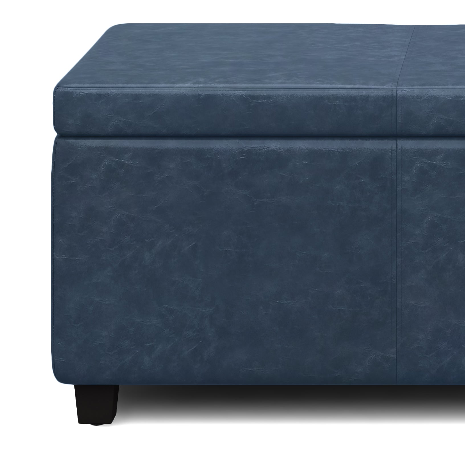 Avalon 48 inch Wide Storage Ottoman Bench in Denim Blue Vegan Leather