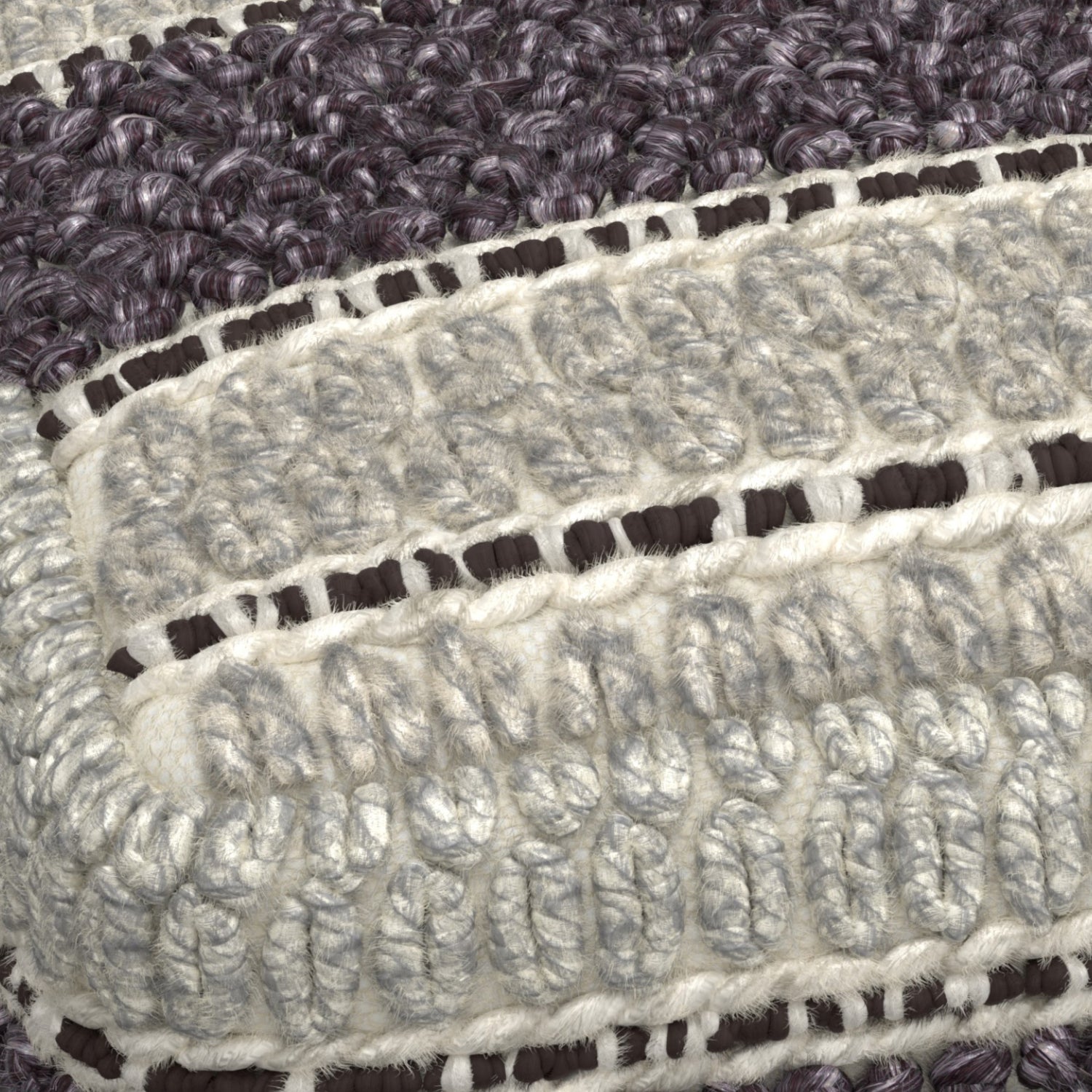 Grady - Square Pouf - Magenta / Natural