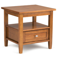 Warm Shaker Solid Wood 20 inch Wide Transitional End Table in Light Golden Brown