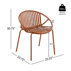 7 Pieces Outdoor Modern Expandable Dining Set with Stackable Chair,Orange+Teak