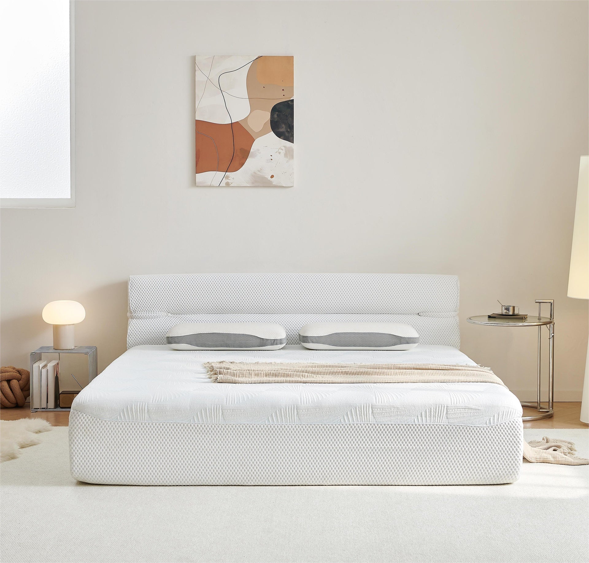 All in One King Mattress & Bed Frame, 15 Inch King Size Mattresses  in a Box with Cool Fabric, Pressure Relief  Motion Isolation  No Assembly Required  for Living Room Apartment Bedroom Dormitory