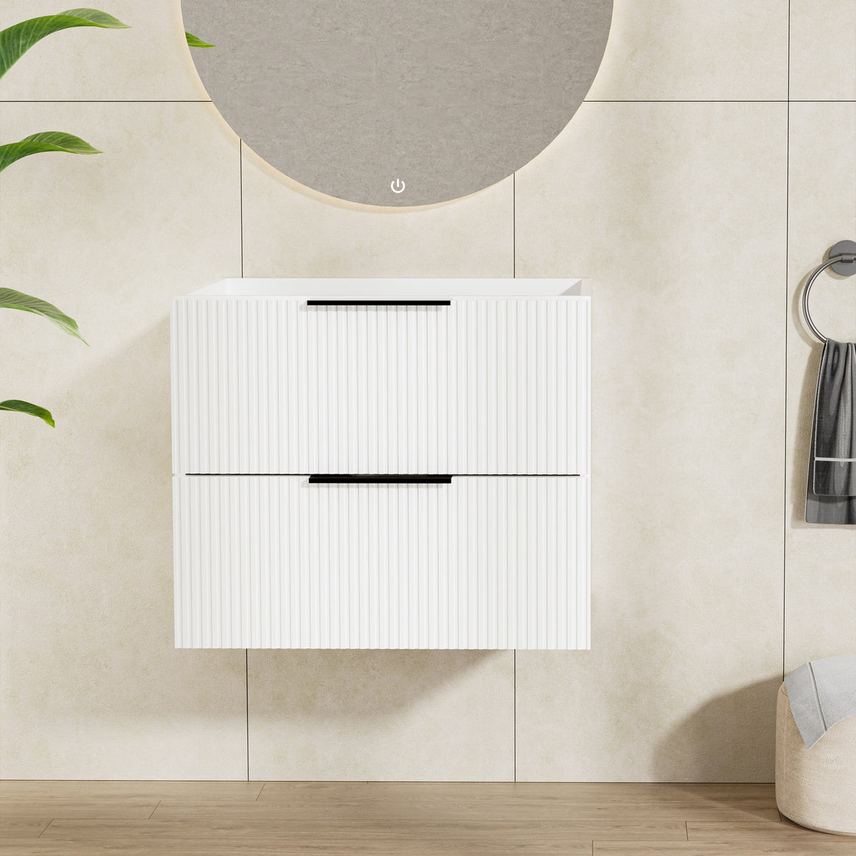 24 Inch White Bathroom Vanity without Sink