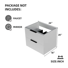 24 Inch White Bathroom Vanity without Sink