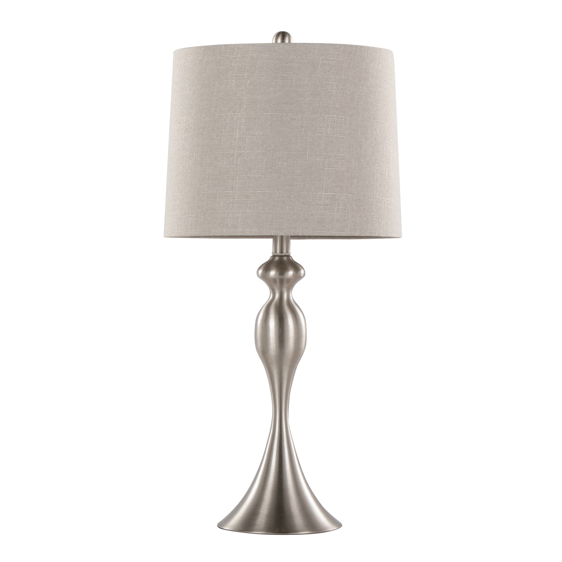 Ashland 27" Contemporary Metal Table Lamp in Brushed Nickel with Light Grey Textured Linen Shade from Grandview Gallery by LumiSource - Set of 2