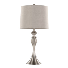 Ashland 27" Contemporary Metal Table Lamp in Brushed Nickel with Light Grey Textured Linen Shade from Grandview Gallery by LumiSource - Set of 2