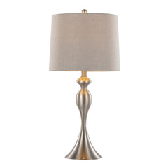 Ashland 27" Contemporary Metal Table Lamp in Brushed Nickel with Light Grey Textured Linen Shade from Grandview Gallery by LumiSource - Set of 2