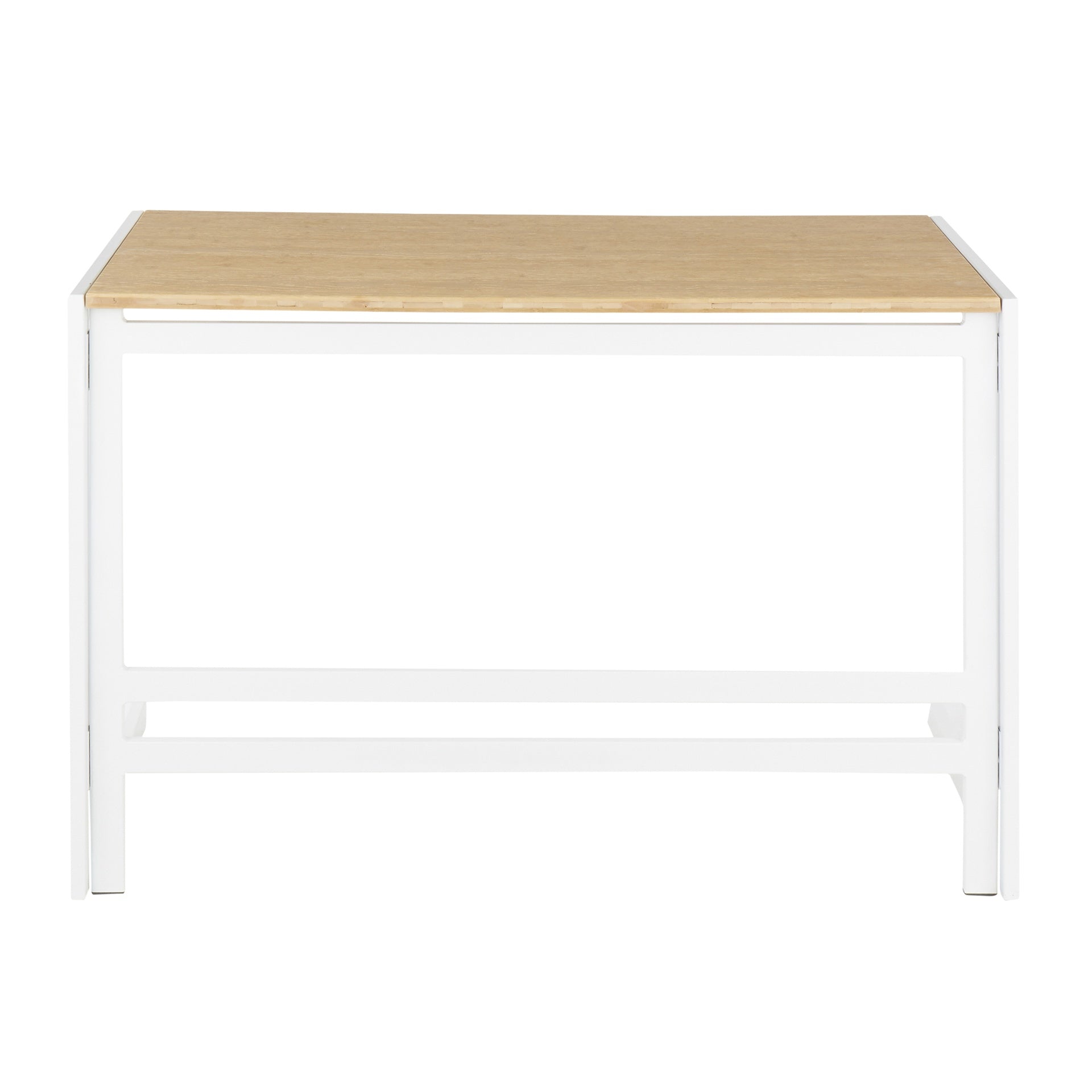 Roman Industrial Office Desk in White Metal and Natural Wood-Pressed Grain Bamboo by LumiSource