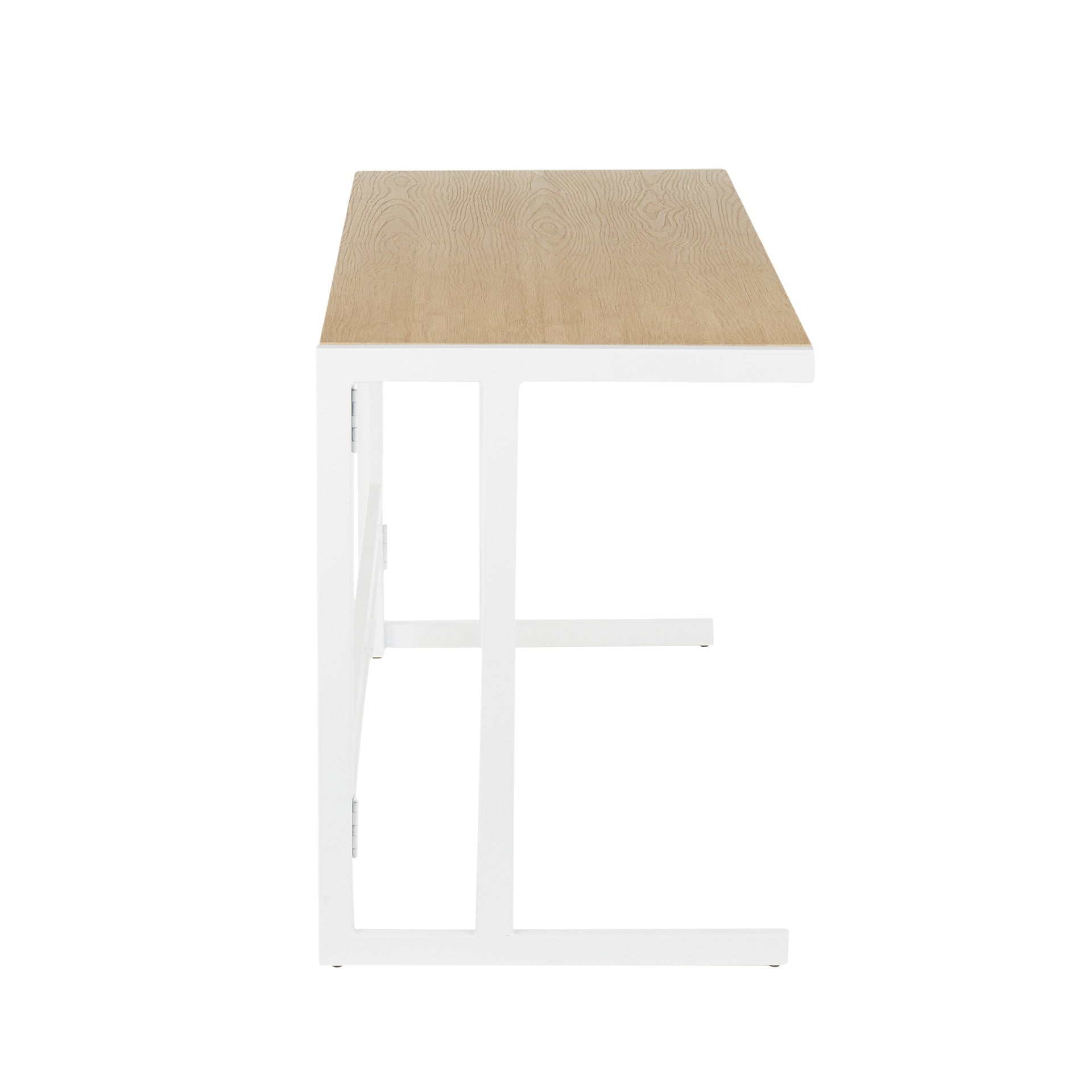 Roman Industrial Office Desk in White Metal and Natural Wood-Pressed Grain Bamboo by LumiSource