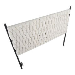 Braided Matisse Queen Size Headboard in Black Metal and Cream Sherpa Fabric by LumiSource