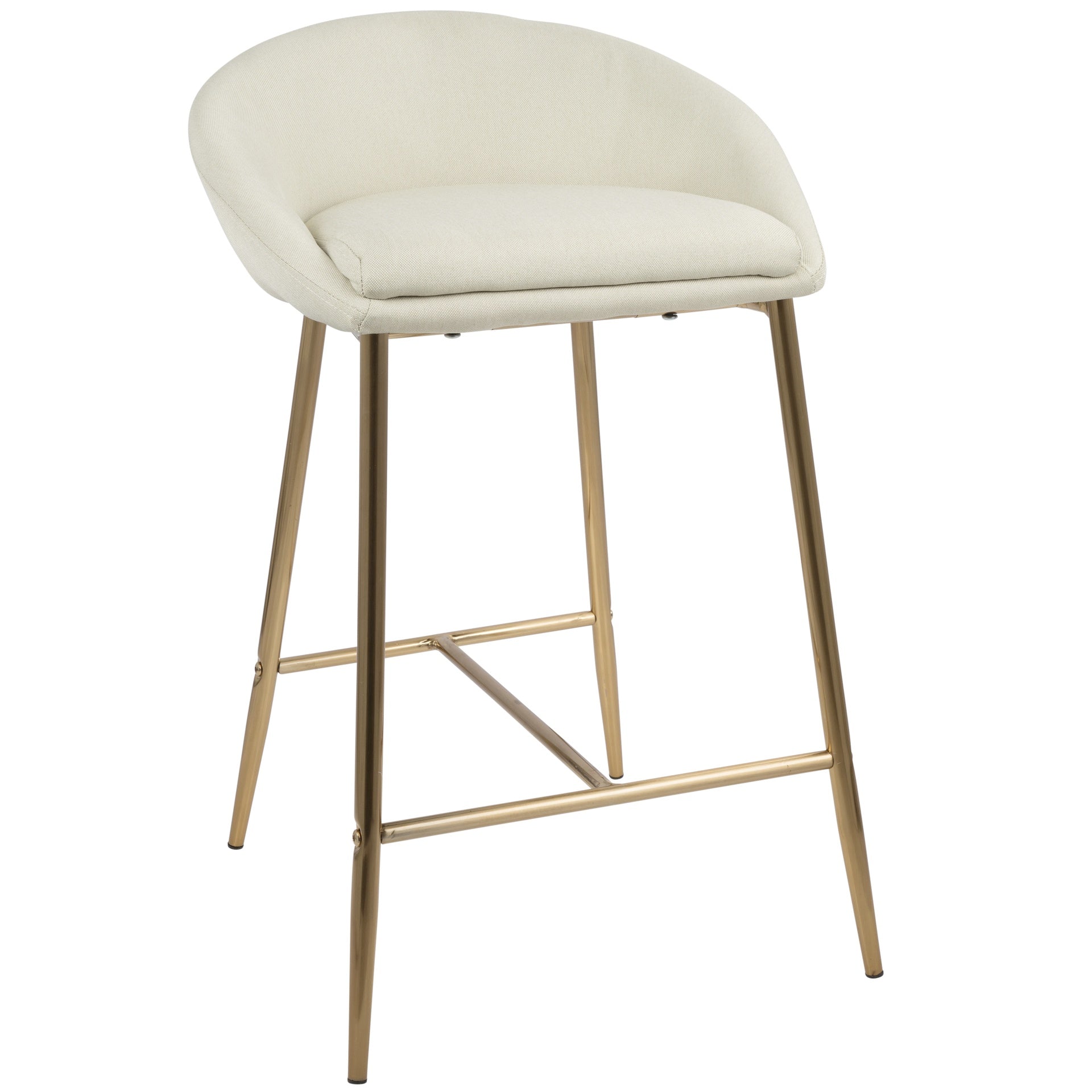 Matisse Glam 26" Counter Stool with Gold Frame and Cream Fabric by LumiSource - Set of 2