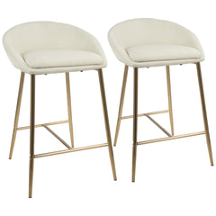 Matisse Glam 26" Counter Stool with Gold Frame and Cream Fabric by LumiSource - Set of 2
