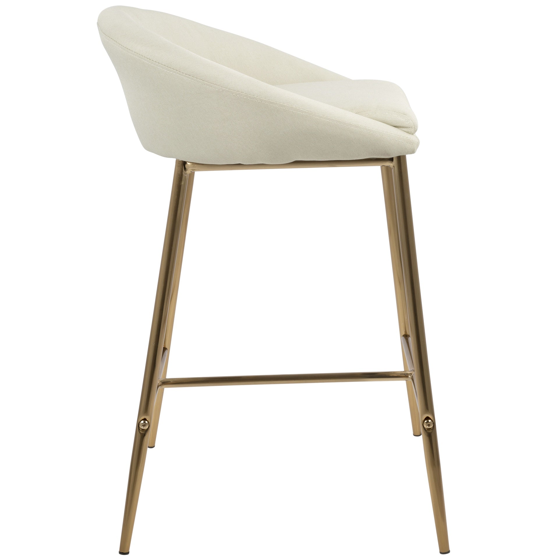 Matisse Glam 26" Counter Stool with Gold Frame and Cream Fabric by LumiSource - Set of 2