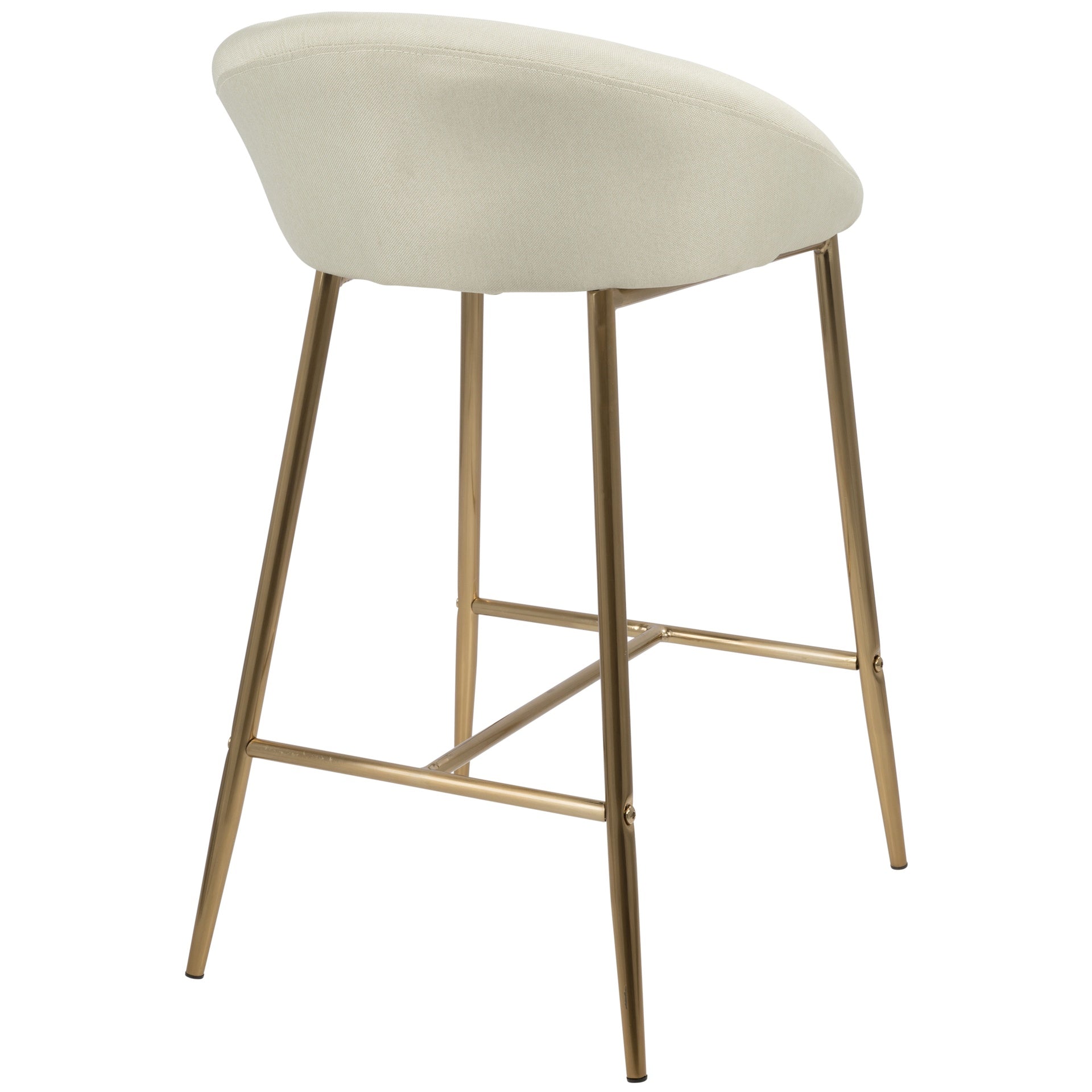 Matisse Glam 26" Counter Stool with Gold Frame and Cream Fabric by LumiSource - Set of 2