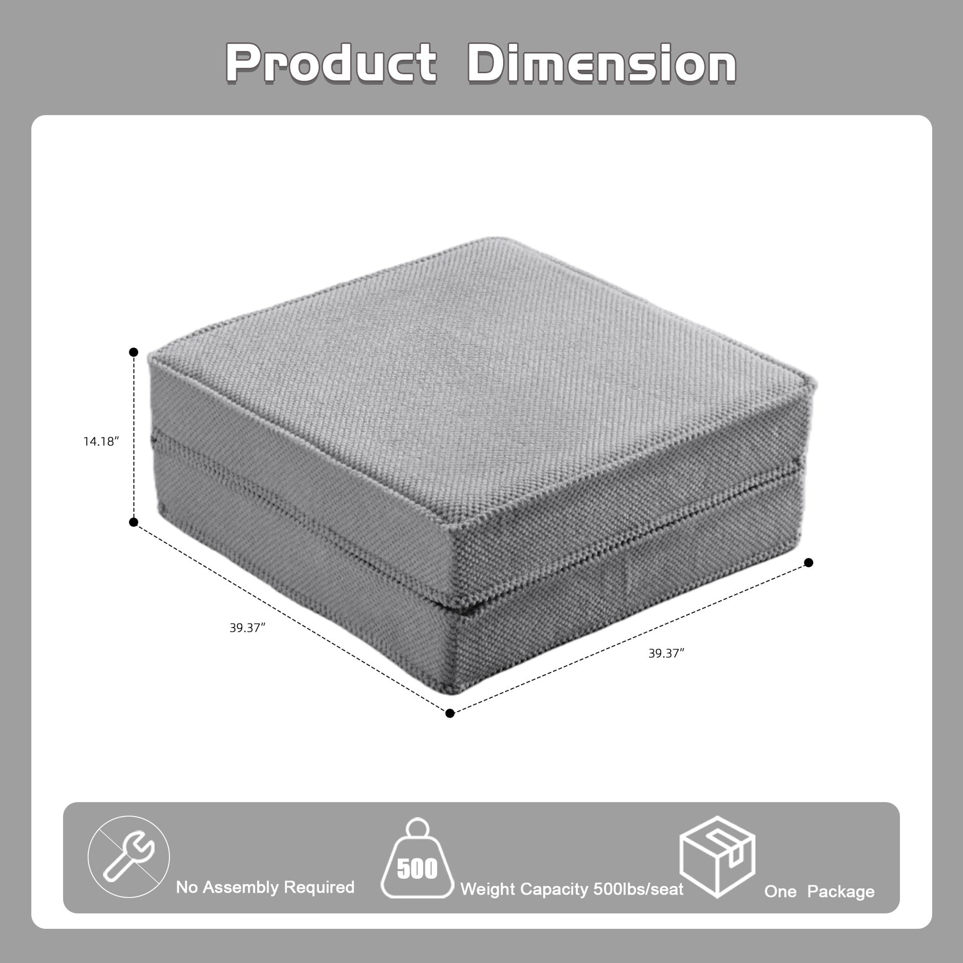 Compression Mahjong Sofa,Convertible Floor Sofa Bed ,DIY Boneless Modular Sectional Sofa,No Assembly Required,Circle fleece fabric,Oversized Single Sofa with 1 Pillow,Light Grey