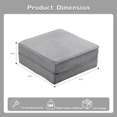 Compression Mahjong Sofa,Convertible Floor Sofa Bed ,DIY Boneless Modular Sectional Sofa,No Assembly Required,Circle fleece fabric,Oversized Single Sofa with 1 Pillow,Light Grey