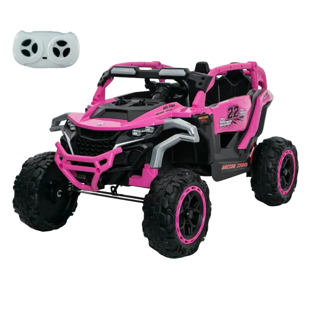 Ride on Models Truck Car 12V Kids Electric Vehicles, Remote Control, Front & Rear Shock Suspension, 2 Seater UTV, Flashlights and a built-in music player, For Age 3-6 Years Old (Magenta)