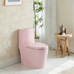 1.1/1.60 GPF Dual-Flush One Piece Toilet, Water-Saving Elongated Comfort Height Floor Mounted, Soft Close 1000 Gram Map Flushing Score Toilet, Rose GF-24T01-RS