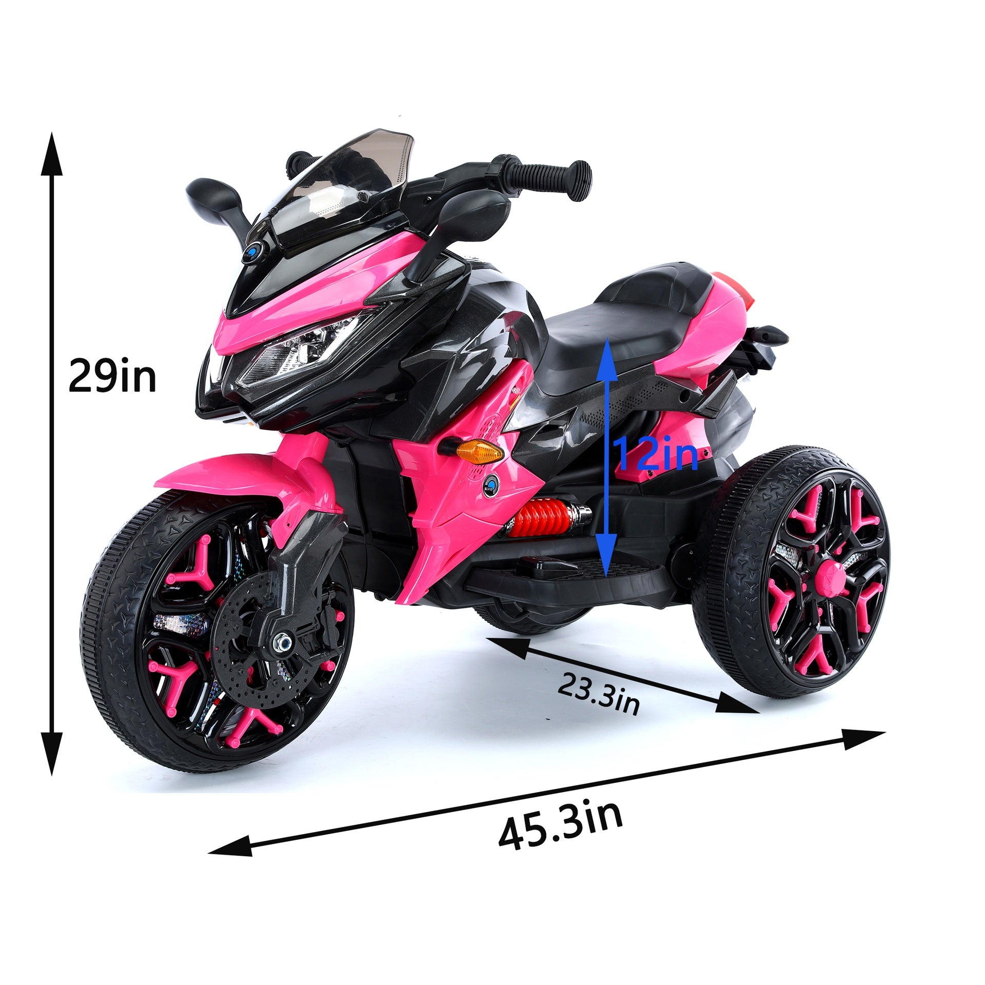 Kids Motorcycle Ride-On Motorcycle 3-Wheels Battery Powered Motorbike  Rechargeable 12 V kids  ride on toy with PU seat Training  Wheels/manual throttle/ drive by hand /Lighting  wheels