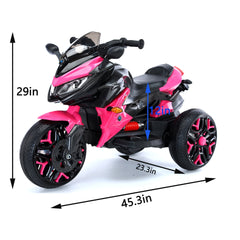 Kids Motorcycle Ride-On Motorcycle 3-Wheels Battery Powered Motorbike  Rechargeable 12 V kids  ride on toy with PU seat Training  Wheels/manual throttle/ drive by hand /Lighting  wheels