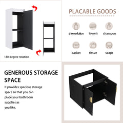 24" Wall-Mounted Bathroom Vanity With Ceramic Sink and Side Cabinet, Soft Close Doors, 00112WH-06324BCT Combination Cabinet(KD-Packing)