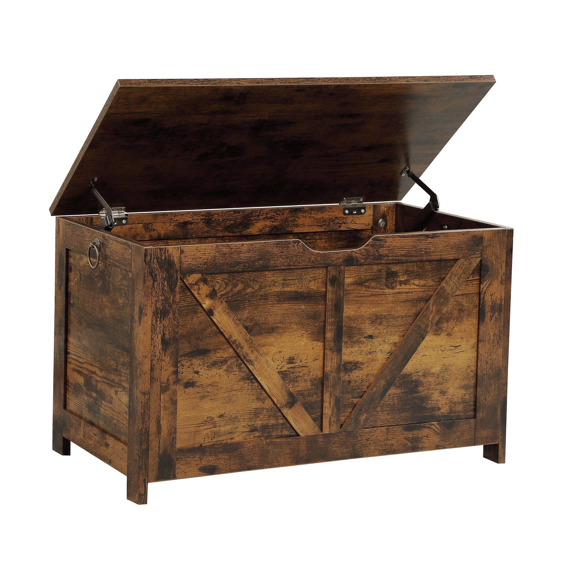 Storage Chest,Storage Bench,Retro Toy Box Organizer ,Entryway Storage Bench with 2 Hinges,Easy Assembly,Rustic Brown