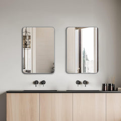 24x32 Inch Silver Metal Framed Rectangular Bathrrom Mirror for Wall.(W2203P183132)