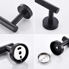 4-Pieces Matte Black Bathroom Accessories Set, Stainless Steel Bathroom Hardware Set, Bath Towel Bar Set, Towel Racks for Bathroom Wall Mounted.