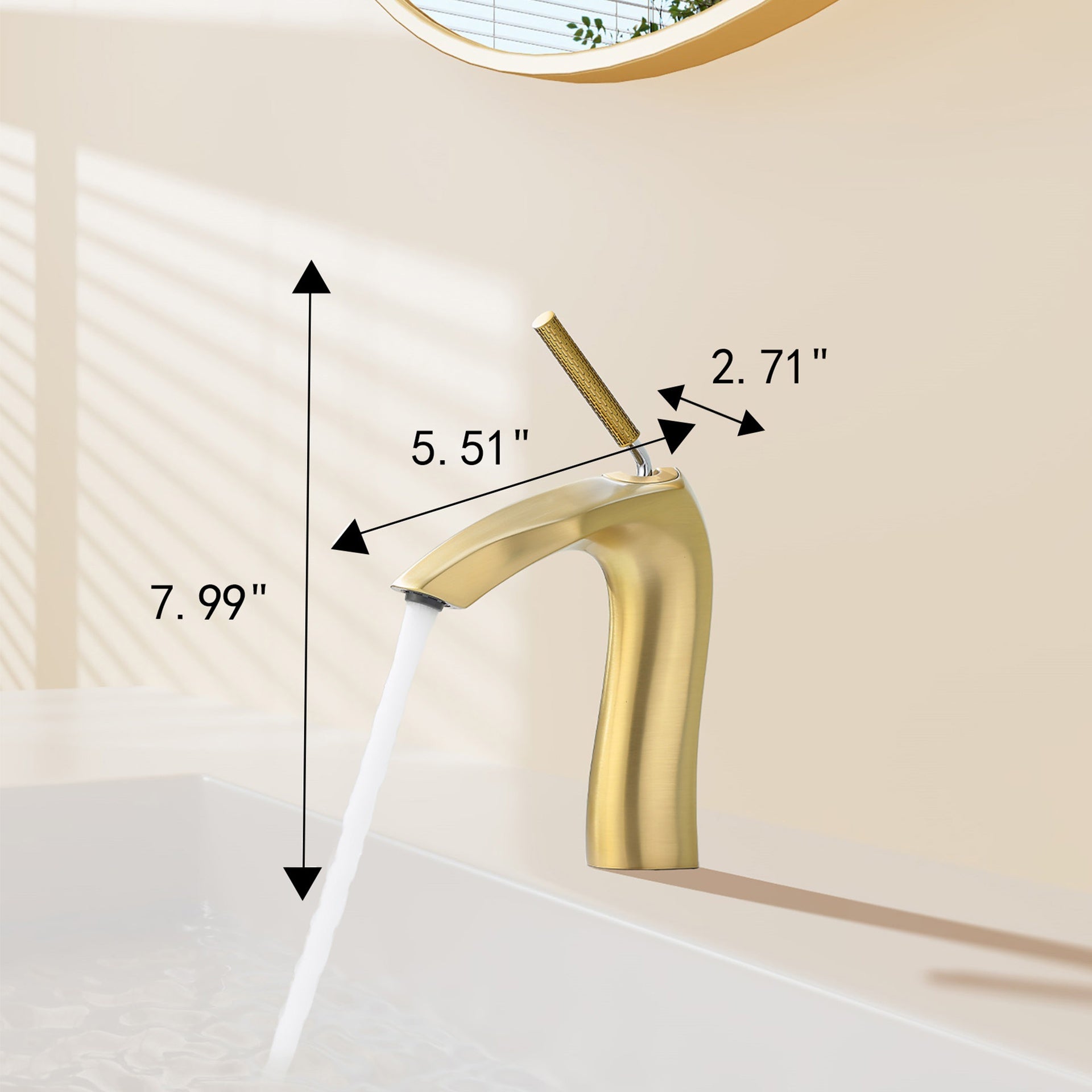 Brushed Gold Single Handle Lavatory Basin Sink Faucet