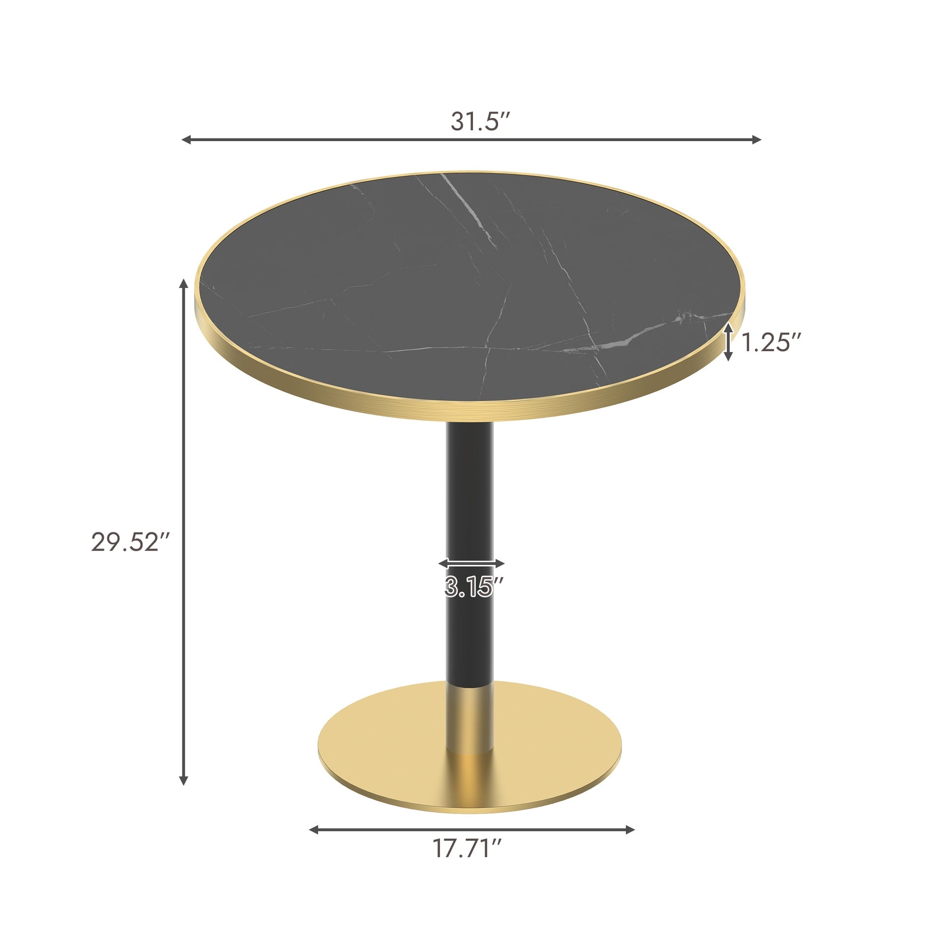 Round Modern Dinning Table 31.5 inches Bistro Table Tulip Table with Faux Marble top,Easy Assemble,Sturdy Metal Frame Diameter
