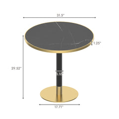 Round Modern Dinning Table 31.5 inches Bistro Table Tulip Table with Faux Marble top,Easy Assemble,Sturdy Metal Frame Diameter