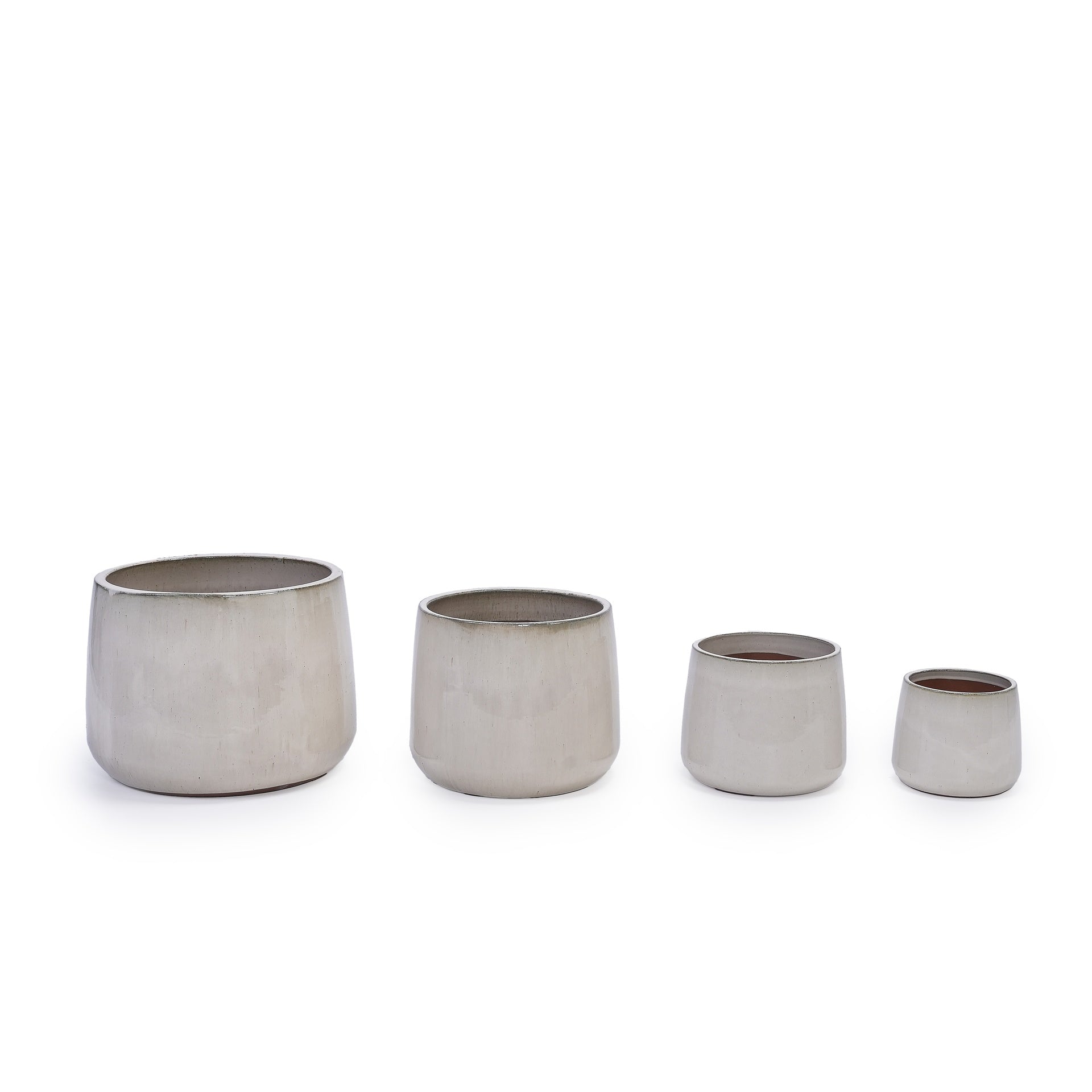 Handmade Ceramic Planter Set of 4, 6/9/11/14 Inch Diameter, Neutral Textured Finish for Succulents, Cacti & Orchids, Indoor/Outdoor Use on Windowsills & Bookshelves, Breathable Clay