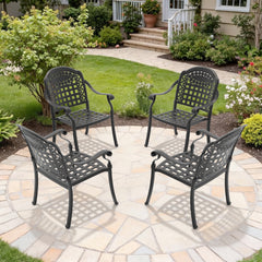 Cast Aluminum Patio Dining Chair 4PCS With Black Frame and Blue Cushions (same sku: W1710P166056)