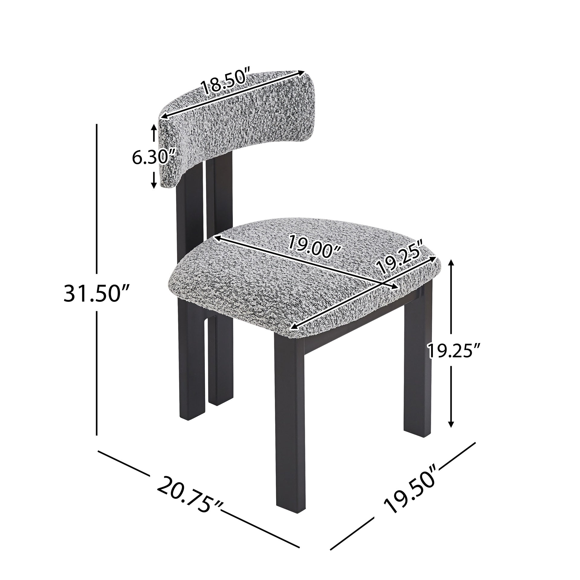 3- Piece Dining Set,Upholstered Dining Chairs With Metal Legs (Set of 2) (Black+White) + Round Dining Table