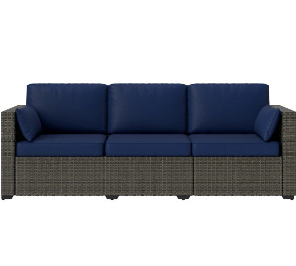 Seater Rattan Sofa,Patio Couch Deep Seating Outdoor Sofa with Removable Cushions,Outdoor Furniture for Balcony, Deck, Garden and Poolside